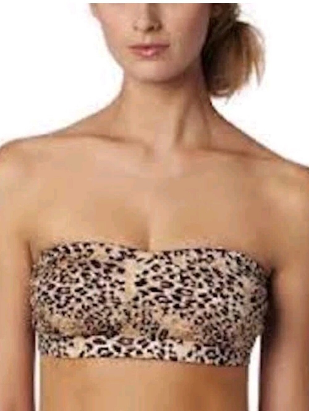 New Maidenform 40906 REVERSIBLE Bandeau Bra Medium Leopard Nude Beige S / 32